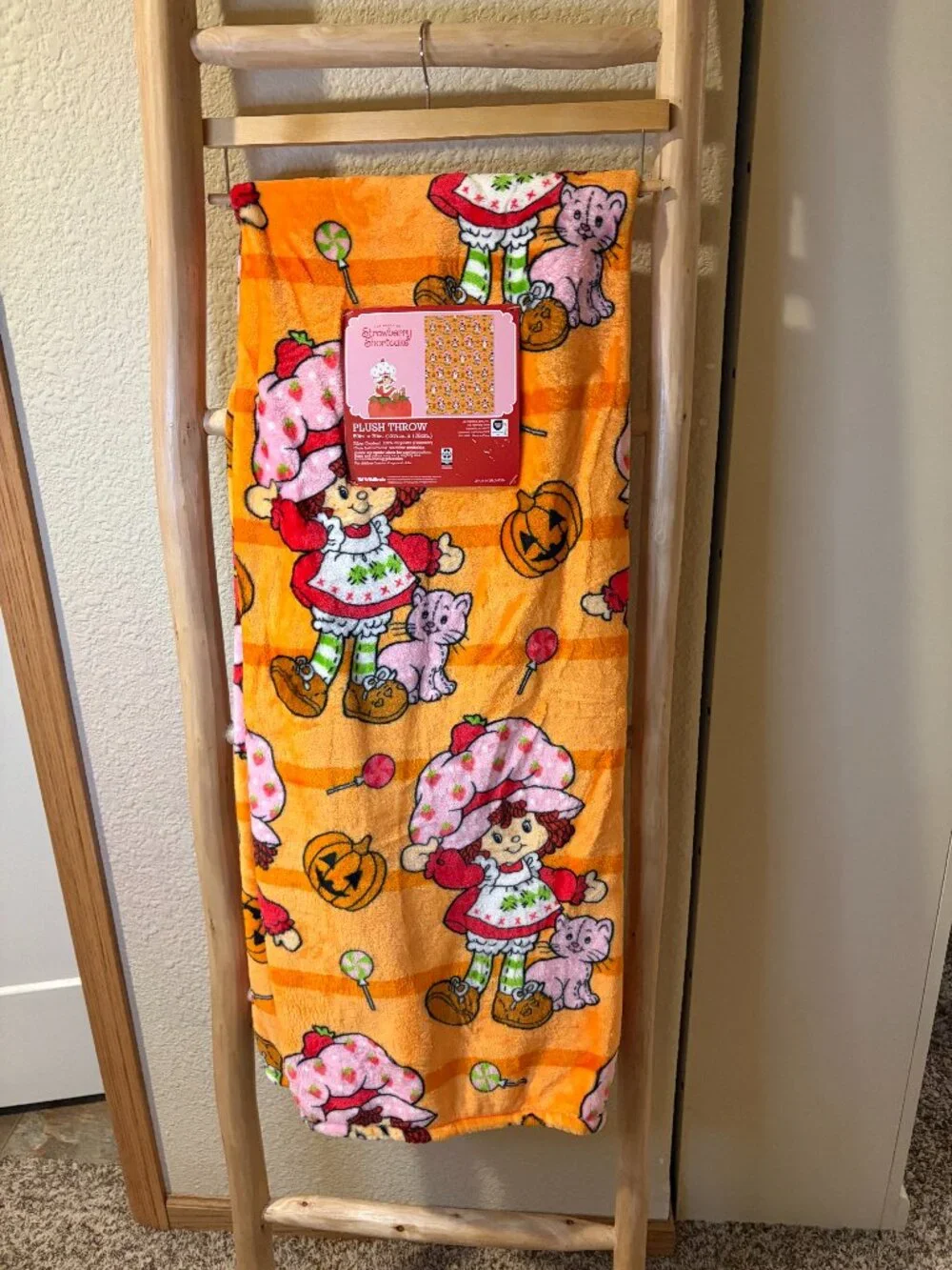 Strawberry Shortcake Halloween Plush Throw Blanket 50x70 Pumpkin NWT